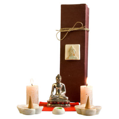 Bild von Räucherkegelhalter Blumen mit Buddah