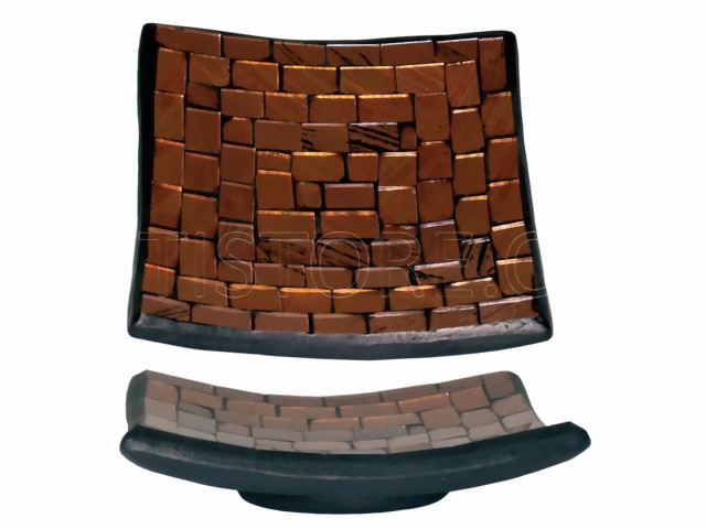Bild von Mosaique-Teller eckig braun-gold