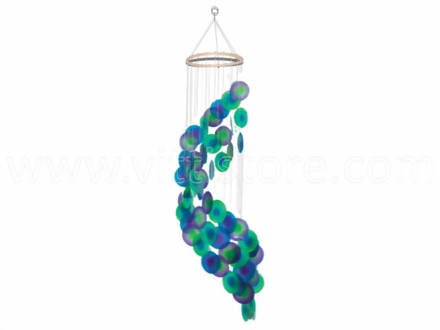 Bild von Muschelmobile Spirale bicolor lila-türkis-grün