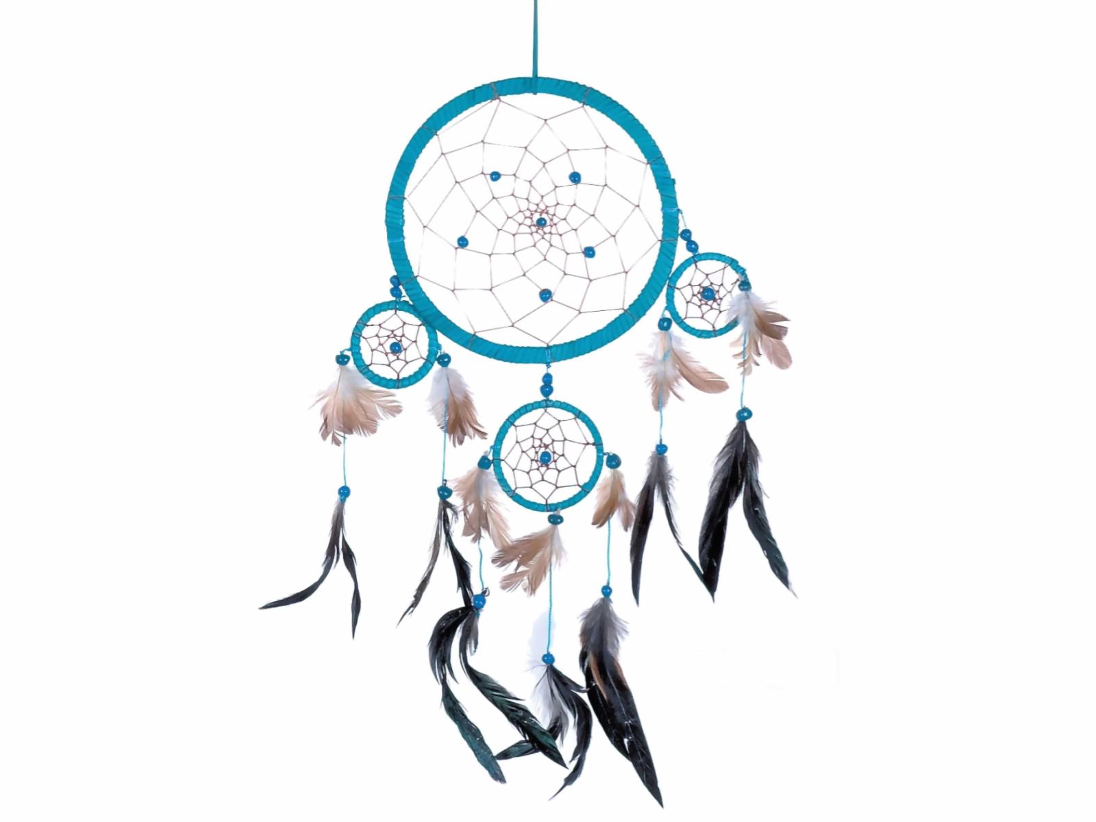 Bild von Dreamcatcher 4er Lederoptik türkis-blau