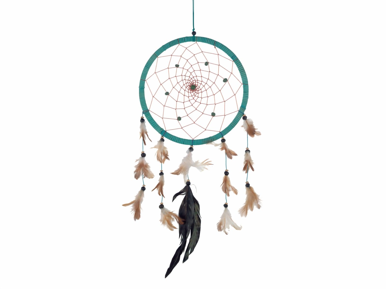 Bild von Dreamcatcher Lederoptik türkis-blau,12cm