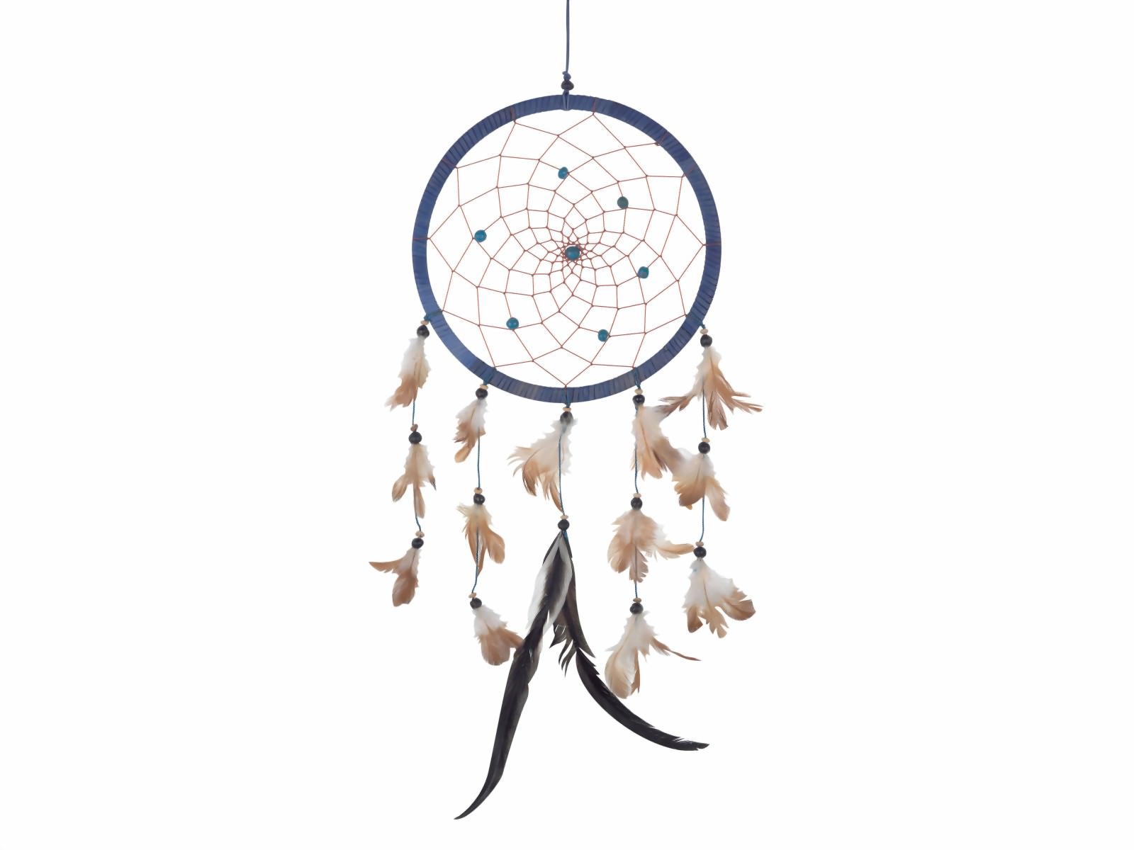 Bild von Dreamcatcher Lederoptik blau, 16 cm