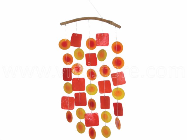 Bild von Muschelwindspiel bicolor orange-rot-gelb