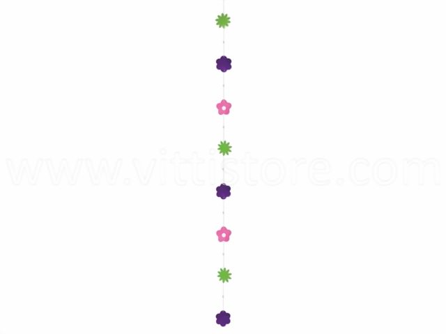 Bild von Muschelkette Blumen grün-lila-pink
