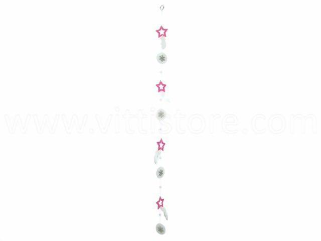 Bild von Muschelkette Sterne pink-Federn