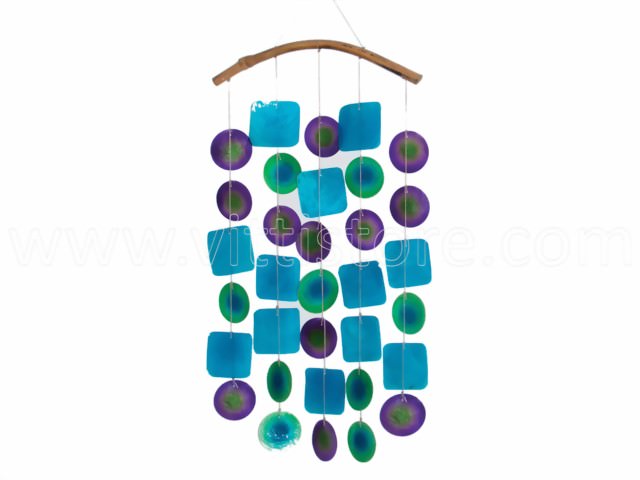Bild von Muschelwindspiel bicolor lila-türkis-grün