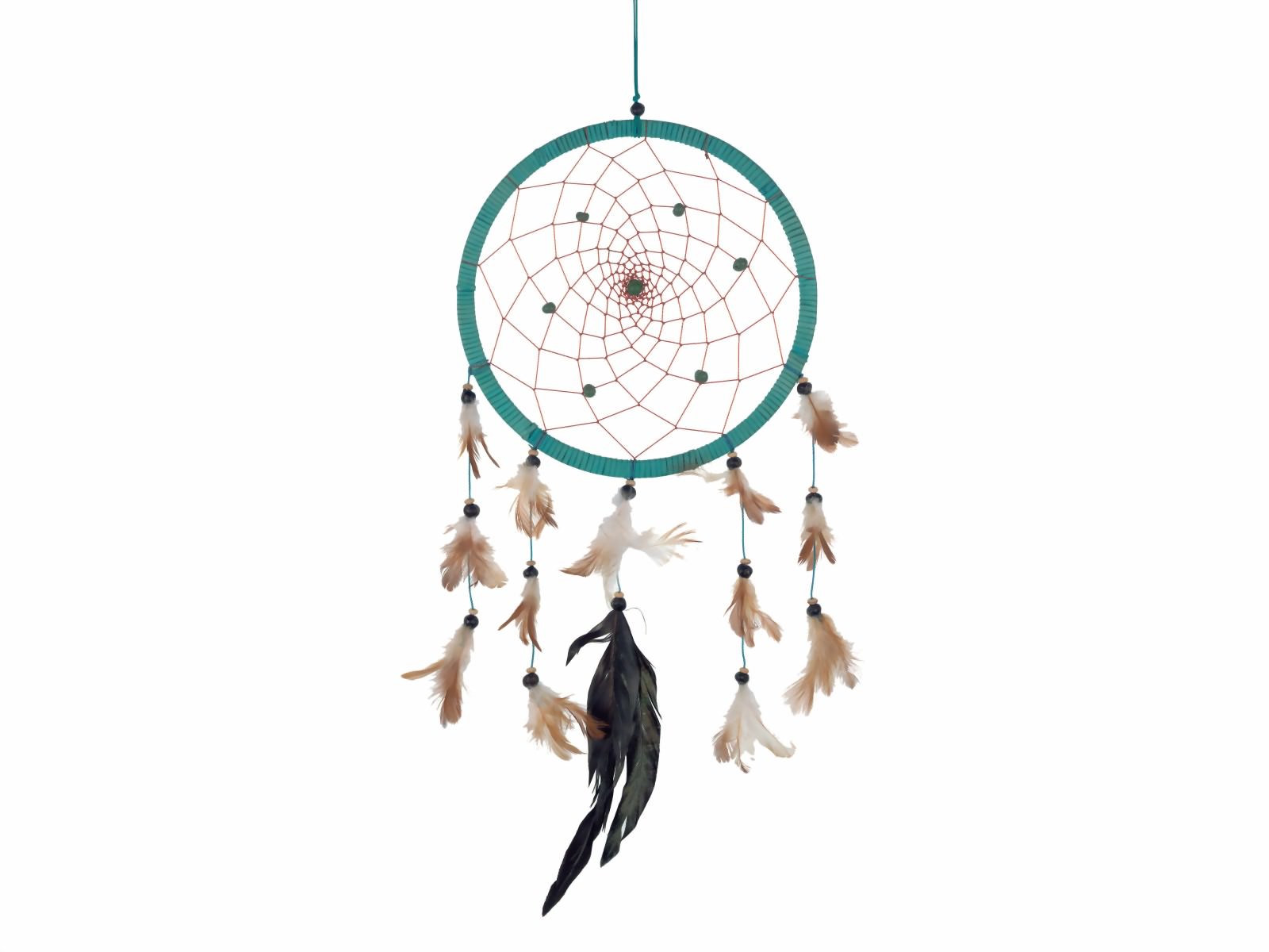 Bild von Dreamcatcher Lederoptik türkis-blau 22cm