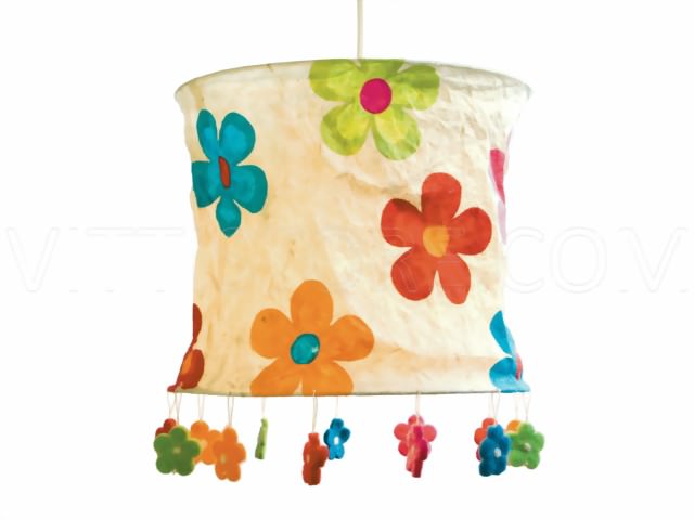Bild von Lokta Lampenschirm Blumen natur