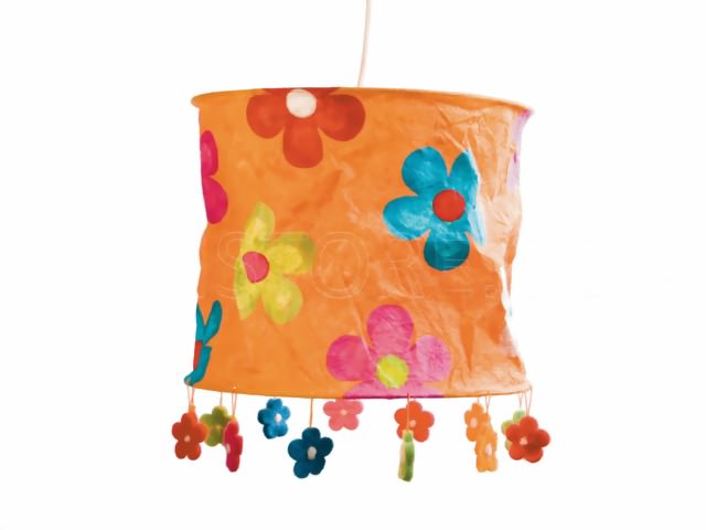 Bild von Lokta Lampenschirm Blumen orange