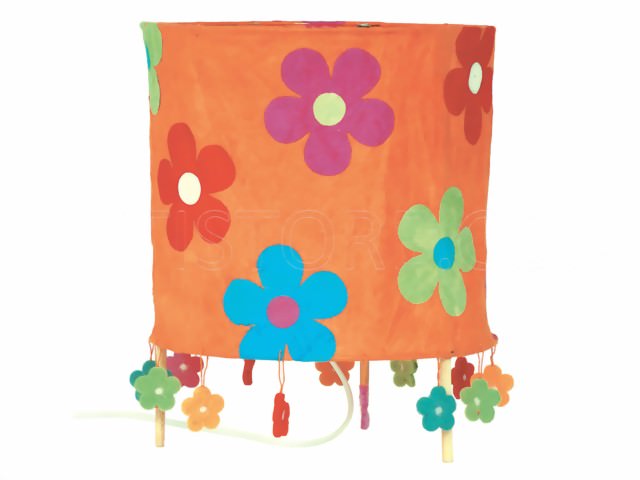 Bild von Lokta Stehlampenschirm Blumen rund rot-orange