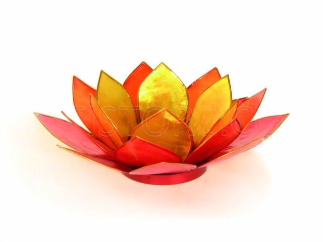 Bild von Teelicht Lotus-Licht Mittagssonne rot-orange-gelb