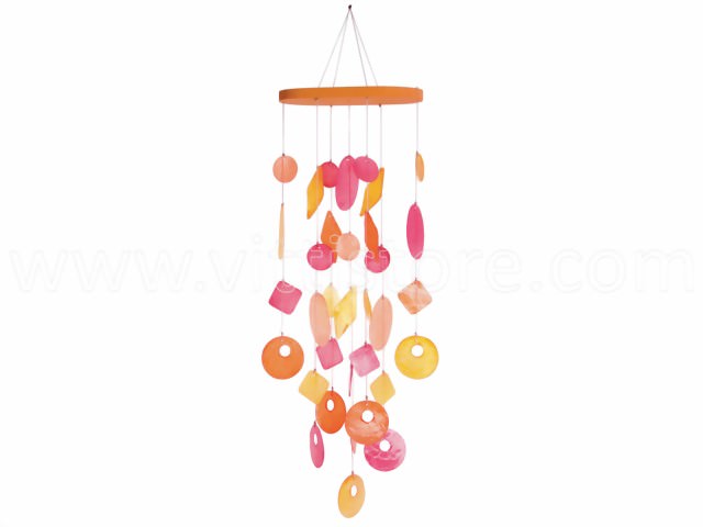 Bild von Muschelwindspiel oval gelb-orange-rot