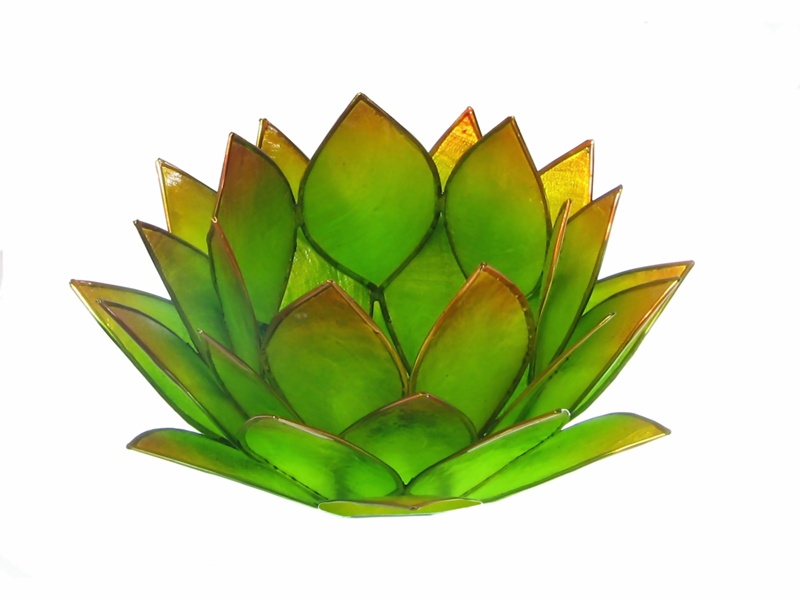 Bild von Teelicht Lotus-Licht grün-gelb
