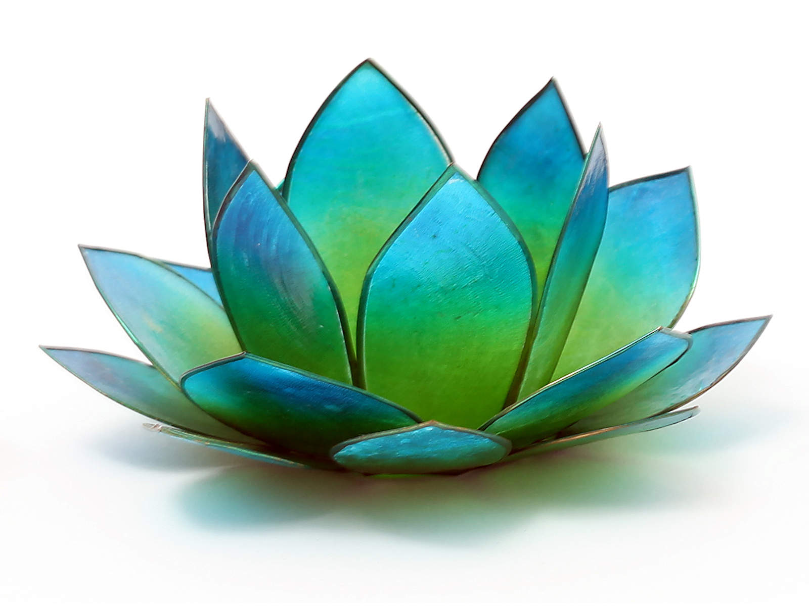 Bild von Teelicht Lotus-Licht Sonnenaufgang blau-grün